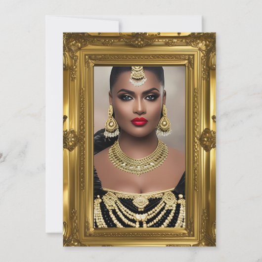 写真華美エレガント誕生日パーティー金ゴールド 招待状 (裏面)