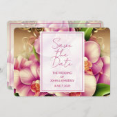 写真華美結婚式の日付の保存 招待状 (正面/裏面)