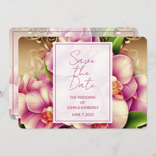 写真華美結婚式の日付の保存 招待状 (正面/裏面)