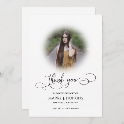 写真葬儀の書字サンキューカード サンキューカード (正面/裏面)