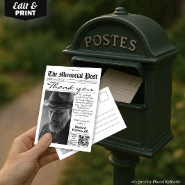 写真葬儀新聞記念サンキューカード サンキューカード