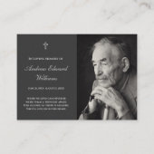 写真葬儀炭グレー付きメモリアルカード 名刺 (正面)
