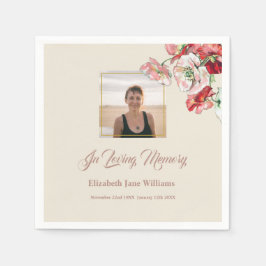 写真葬儀記念ウォーターカラーポピーズナプキンズ スタンダードカクテルナプキン