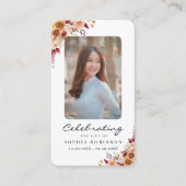 写真葬儀記念フローラ祈りの言葉カード 名刺 (正面)