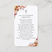 写真葬儀記念フローラ祈りの言葉カード 名刺 (裏面)