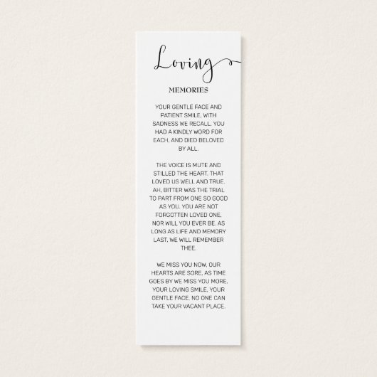 写真葬儀記念ブックマークカード (裏面)