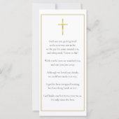 写真葬儀記念ブラックと金ゴールド祈りの言葉カード (裏面)