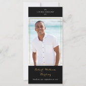 写真葬儀記念ブラックと金ゴールド祈りの言葉カード (正面)