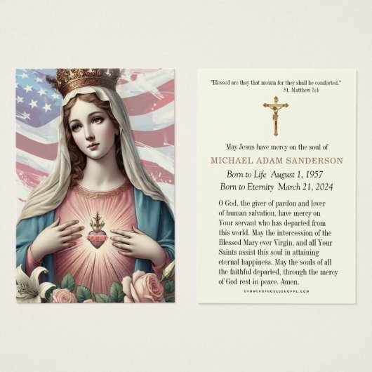 写真葬儀記念悔やみや弔慰アメリカ国旗 (正面&裏面)