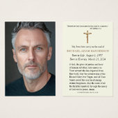 写真葬儀記念悔やみや弔慰祈りの言葉カード (正面&裏面)