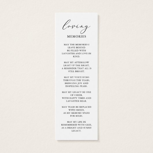 写真葬儀記念祈りの言葉しおりカード (裏面)