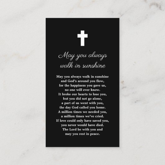 写真葬儀記念祈りの言葉カード 名刺 (裏面)