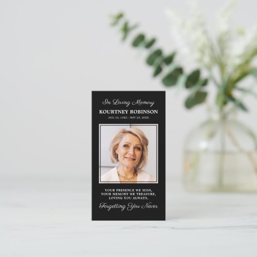 写真葬儀記念祈りの言葉カード 名刺 (スタンド正面)