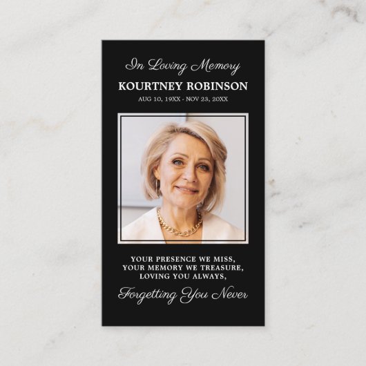 写真葬儀記念祈りの言葉カード 名刺 (正面)