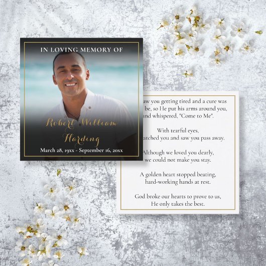 写真葬儀記念祈りの言葉詩カード スクエア名刺