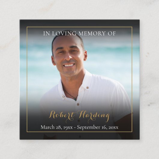 写真葬儀記念祈りの言葉詩カード スクエア名刺 (正面)