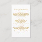 写真葬儀記念金ゴールド台本祈りの言葉カード 名刺 (裏面)