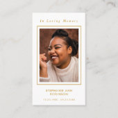 写真葬儀記念金ゴールド台本祈りの言葉カード 名刺 (正面)