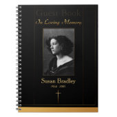 写真葬式ゲストブック(金ゴールド配管+クロス付) ノートブック (正面)