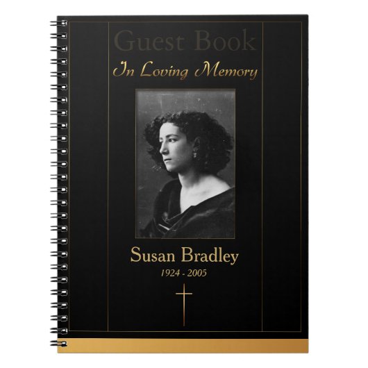 写真葬式ゲストブック(金ゴールド配管+クロス付) ノートブック (正面)