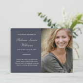 写真葬式ブルーグレー付きメモリアルカード 招待状 (スタンド正面)