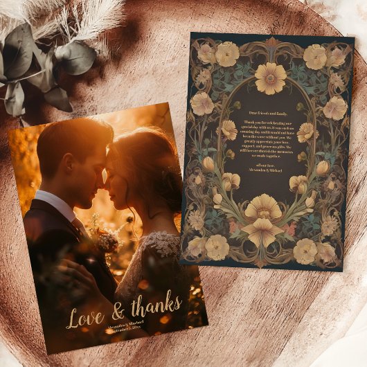 写真装飾フローラ結婚アールヌーボー サンキューカード