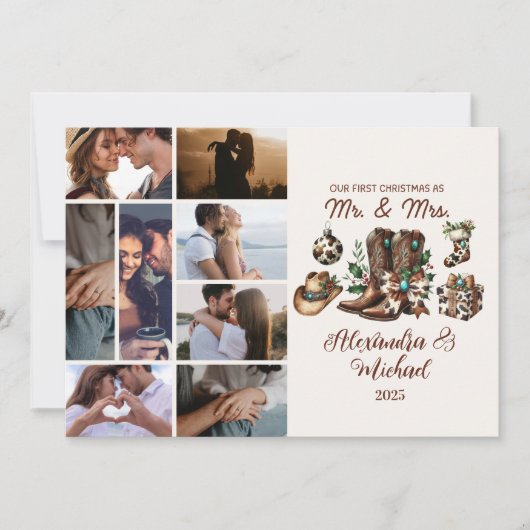 写真西初めてのクリスマス8人のミセスとミスター シーズンカード (正面)