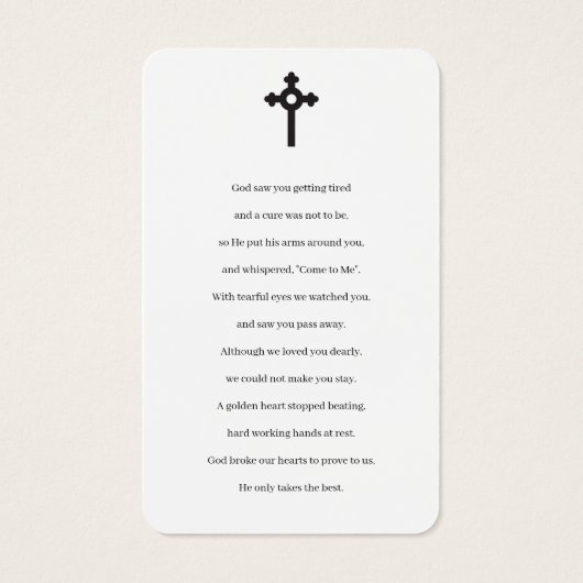 写真記念祈りの言葉カード (裏面)