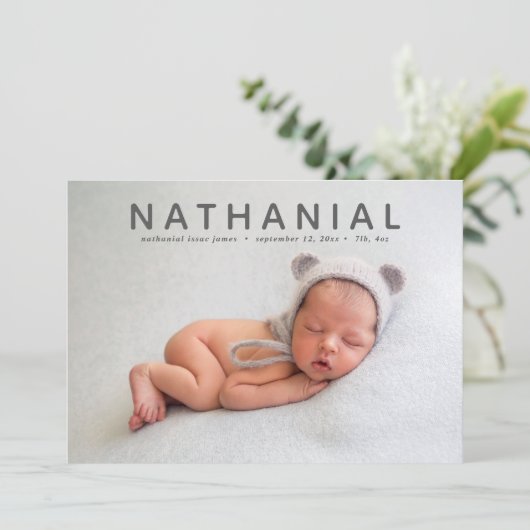 写真誕生のお知らせの名前について サンキューカード (スタンド正面)