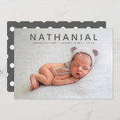 写真誕生のお知らせの名前について サンキューカード (正面/裏面)