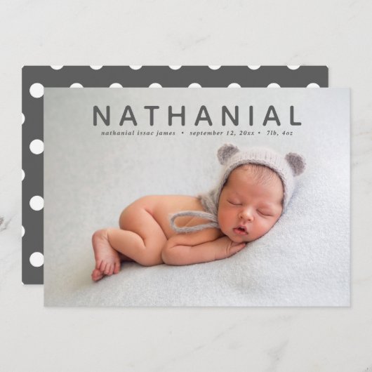 写真誕生のお知らせの名前について サンキューカード (正面/裏面)