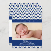 写真誕生のお知らせシボロン王室のブルー 案内状 (正面/裏面)