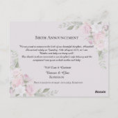 写真誕生のお知らせ ポストカード (裏面)