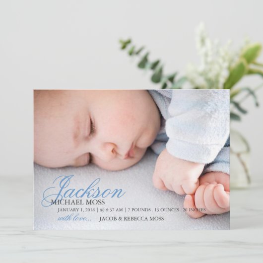 写真誕生のお知らせ | 写真の名前 案内状 (スタンド正面)