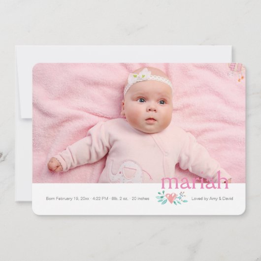 写真誕生のお知らせ 案内状 (正面)