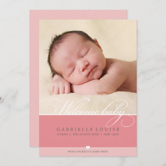 写真誕生のお知らせ:: lovely type 1 案内状 (正面/裏面)