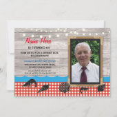 写真誕生日のパーティーエビが海の幸を煮沸招待状 招待状 (正面)