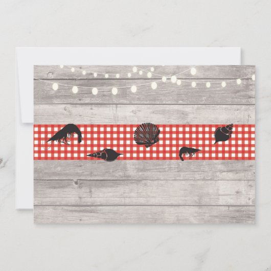 写真誕生日のパーティーエビが海の幸を煮沸招待状 招待状 (裏面)