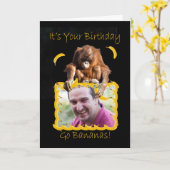 写真誕生日カードとオラン・ウタン カード (黄色い花)