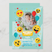 写真誕生日パーティーで手書き絵文字|過去記事 招待状 (正面/裏面)