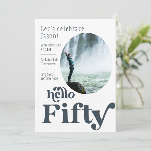 写真誕生日招待状 |フィフティ 招待状 (スタンド正面)