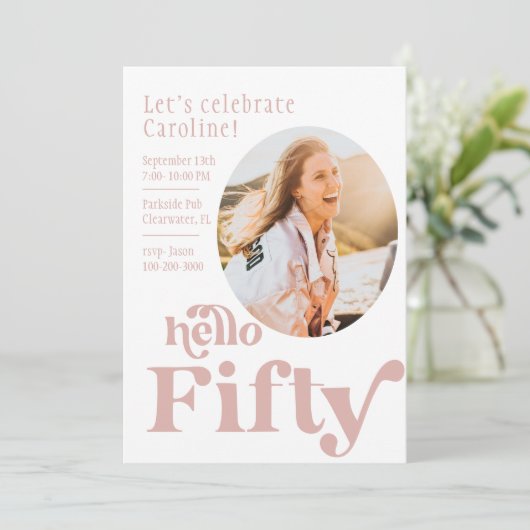 写真誕生日招待状 |フィフティ 招待状 (スタンド正面)