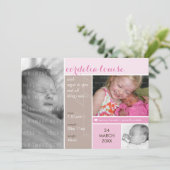 写真誕生発表モンドリアンガールピンク 案内状 (スタンド正面)