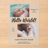 写真誕生発表曇りアクリルカード アクリル招待状 (正面)