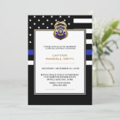 写真警察誕生日パーティブルーライン国旗 招待状 (スタンド正面)