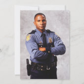 写真警察誕生日パーティブルーライン国旗 招待状 (裏面)