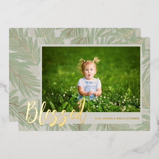 写真賛美金ゴールドのスクリプト 箔シーズンカード (正面/裏面)