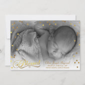 写真賛美金ゴールド紙吹雪誕生発表 案内状 (正面)