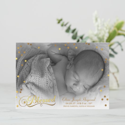 写真賛美金ゴールド紙吹雪誕生発表 案内状 (スタンド正面)