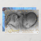 写真賛美金ゴールド紙吹雪誕生発表 案内状 (正面/裏面)